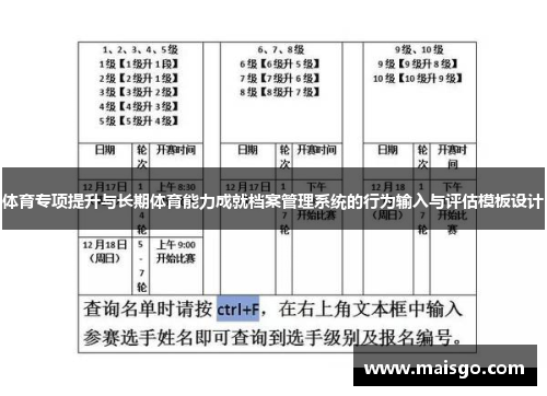 体育专项提升与长期体育能力成就档案管理系统的行为输入与评估模板设计